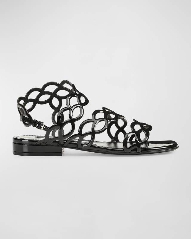 Ankle-Strap Patent Leather Sandals